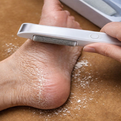 PediGlow™ fjerner effektivt hård og revnet hud på hælen