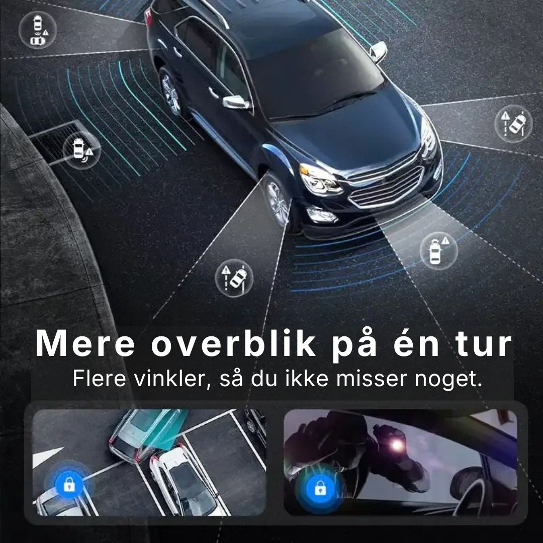 Dashcam med multi-vinkel dækning omkring bilen