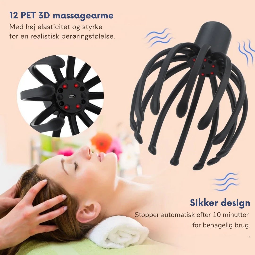OctoRelief™ – Hovedbundsmassager med Rødt Lys & Stresslindring