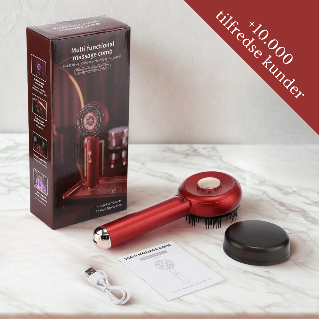 ScalpFlow™ 3-i-1 Hårfornyer: Rødt Lys Terapi kombineret med dybdegående Æltende Massage.
