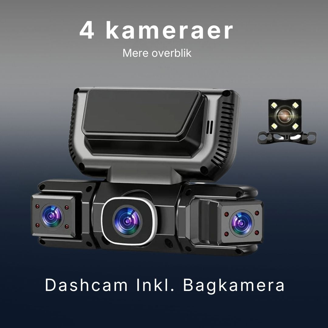 4 kameraer dashcam inklusiv bagkamera