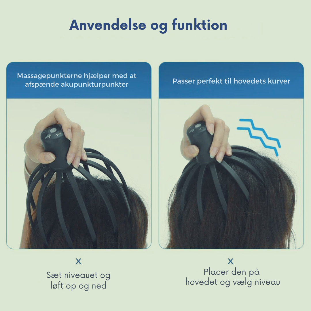 OctoRelief™ – Hovedbundsmassager med Rødt Lys & Stresslindring