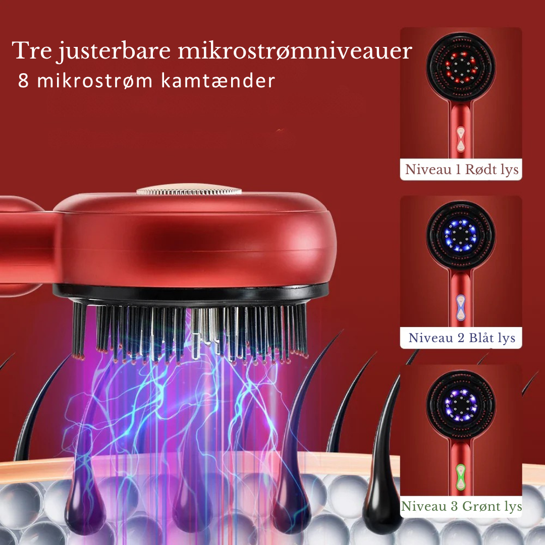 ScalpFlow™ 3-i-1 Hårfornyer: Rødt Lys Terapi kombineret med dybdegående Æltende Massage.