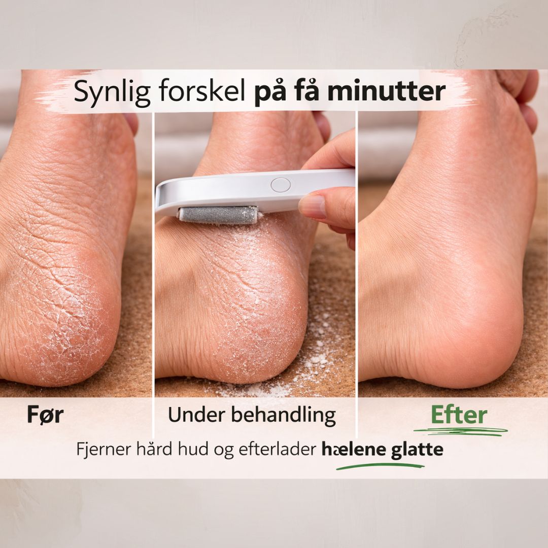 Resultat af PediGlow™ behandling af tør og hård hud