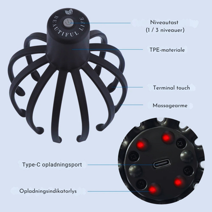 OctoRelief™ – Hovedbundsmassager med Rødt Lys & Stresslindring
