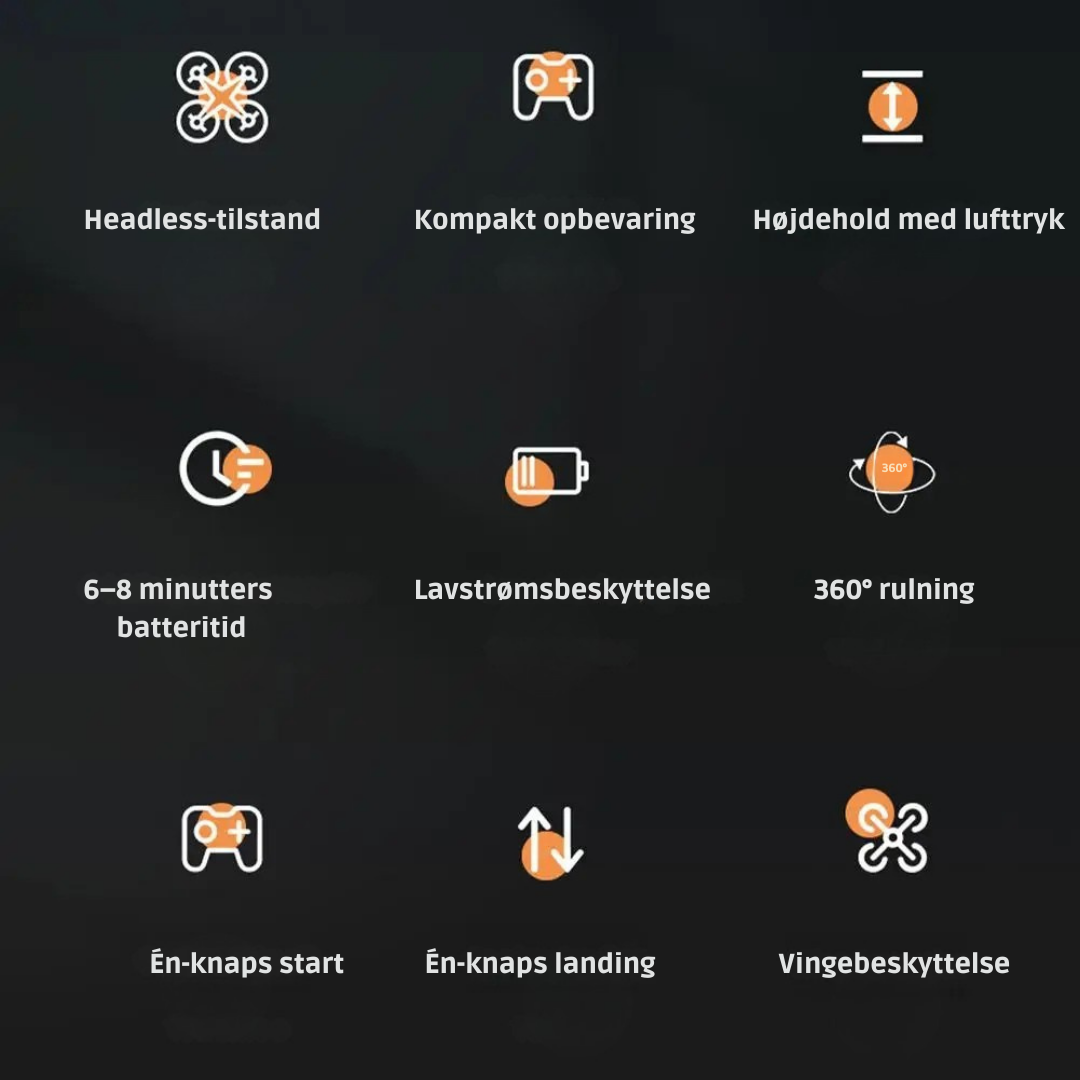 AeroNøva — LED stuntdrone med 360° tricks og højdehold for den perfekte gaveoplevelse