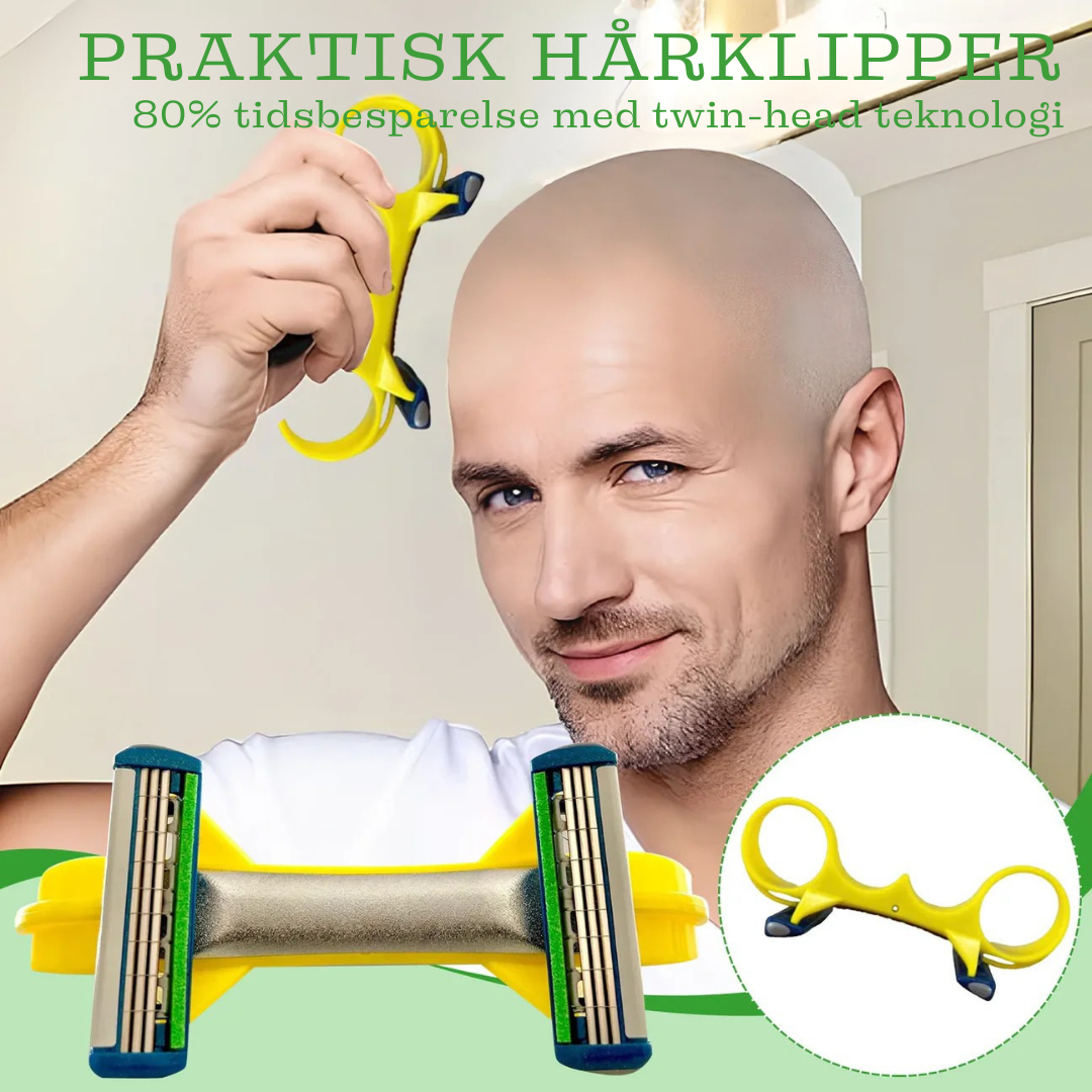SKINBLADES — Hurtigt dobbelt-hoved barbersystem til en glat og præcis skaldet finish
