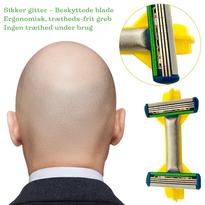 SKINBLADES — Hurtigt dobbelt-hoved barbersystem til en glat og præcis skaldet finish